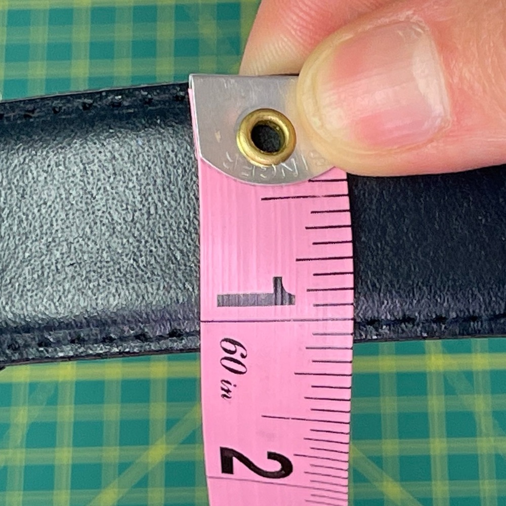 Vintage Leather Blue & Gold Buckle Belt - Picture 8 of 9